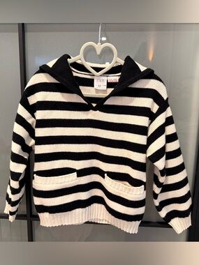 ZARA Black and White Striped Sweater